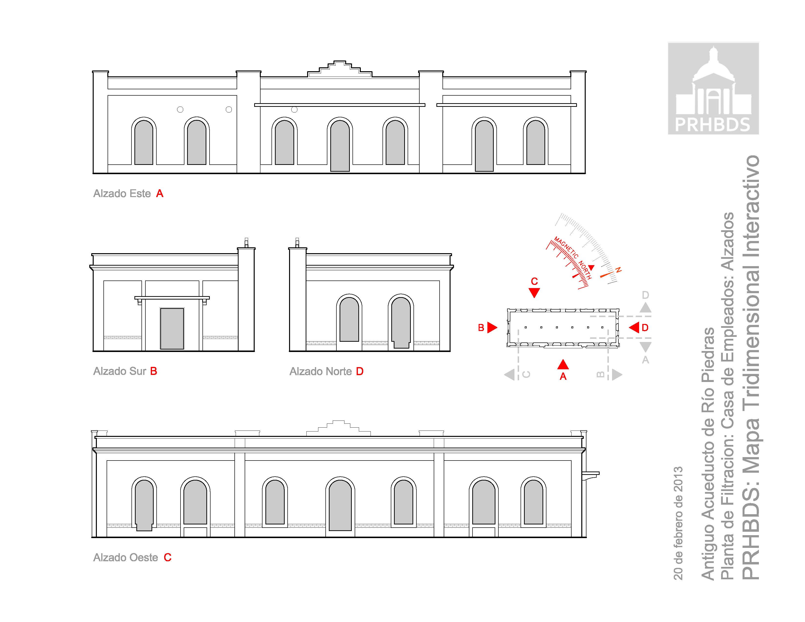 Antiguo Acueductos de Río Piedras - Casa de Empleados 1 - Alzados